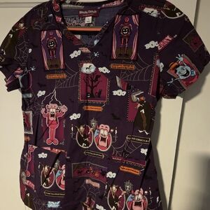 USED Koi Monster Cereal Women's Scrub Top Large